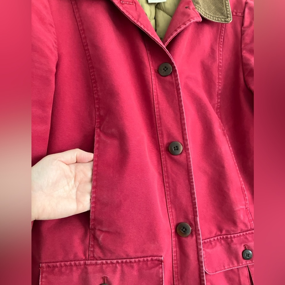 L.L. Bean Women's Raspberry Canvas Jacket with Corduroy Collar - Picture 9 of 15